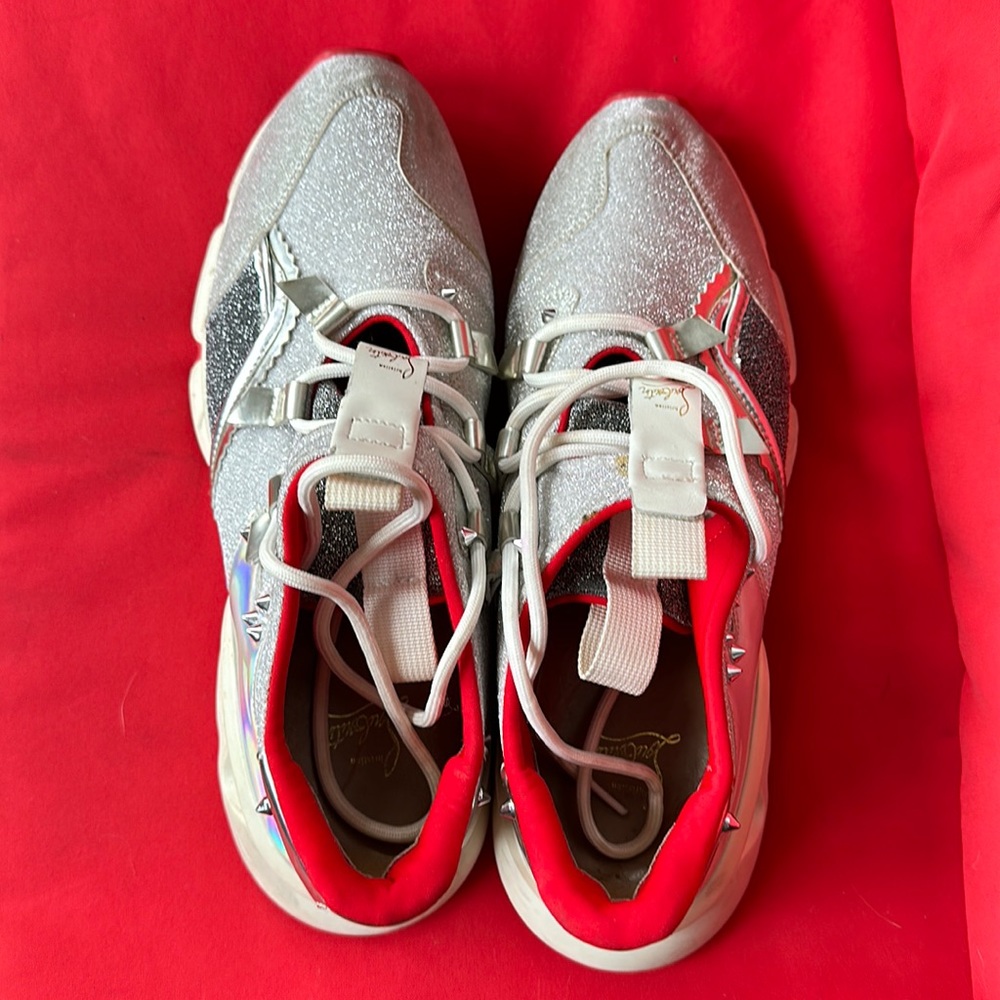 Christian Louboutin Red Runner Donna Flat Sneakers Silver